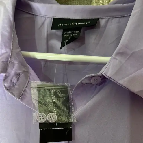 Ashley Stewart NWT size 20 Lavender Button-Up Blouse