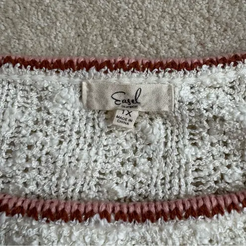 easel  Cream and Brown Striped Women's Sweater