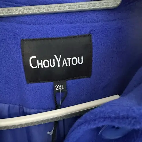 ChouYatou Women’s Brand New With Tags Xxl Bright Blue Long Wool Jacket