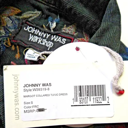Johnny Was NWT Margot Collared Tunic in Forest Camouflage Camo Corduroy Dress S
