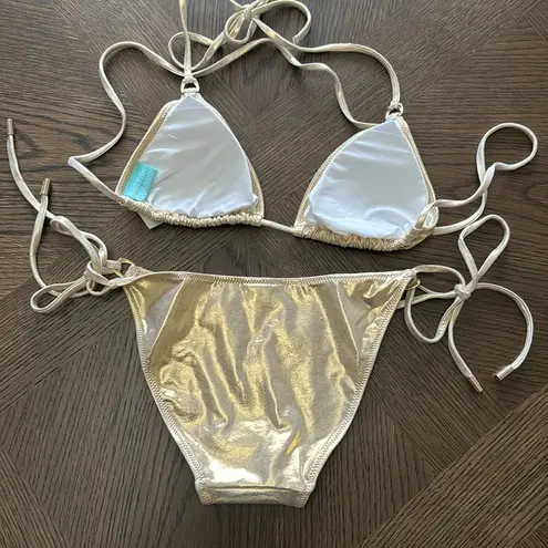 Melissa Odabash Key West Triangle Bikini Set, Size 4, Gold, $258 Gold