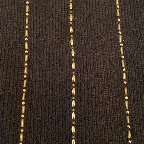 Marisa Christina Lambswool Rabbit Hair Crew Neck Gold Beaded Cardigan SMALL Black