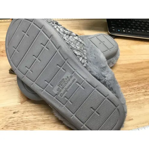 Dearfoams Chenille Womens 8 Gray Claire Cable Knit Shearling Lined Slip-On Clogs