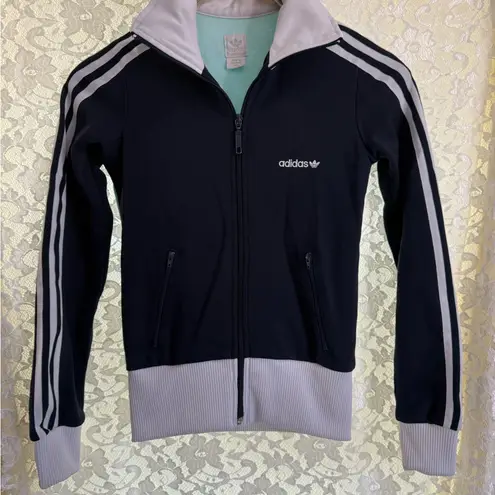 Adidas Vintage  originals Navy turquoise White track Jacket XS