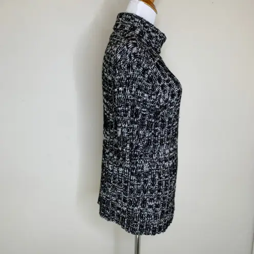 Vintage Mock Neck Marled Short Sleeve Sweater Sz XL Black