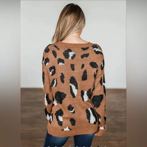 Pulse Anywhere We Go Animal Print Sweater-Brown Sz L VGUC
