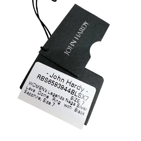 John Hardy Sterling Silver 925 Naga Lava Black Sapphire Dome Ring Cocktail .925