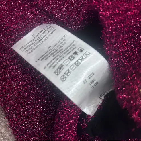 Ganni Red Tinsel Sparkle Knit Cardigan XS Holidays