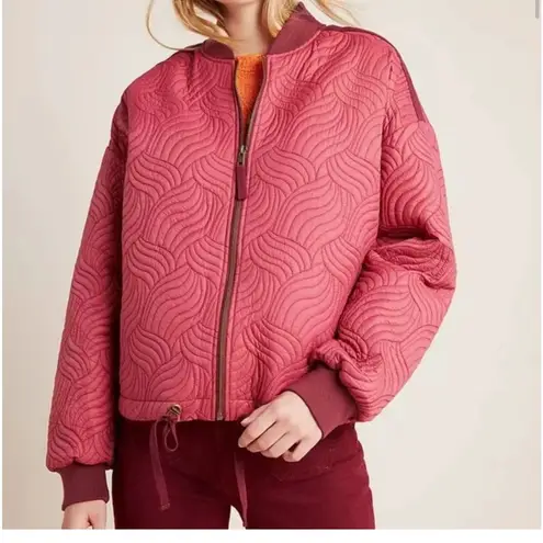 Anthropologie  Vicenta Quilted Bomber Jacket Rose Lightweight Women's size XS​
