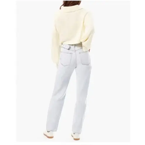 We Wore What NWT CutOut High Rise StraightBaggy Leg Jean Belt 28 Indigo Super Blue