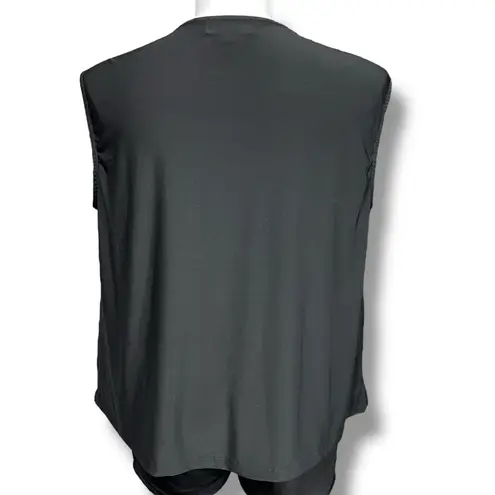 Harper 241 Womens Blouse Shirt Top Drape Neck Chain Accent Stretch Black 2X