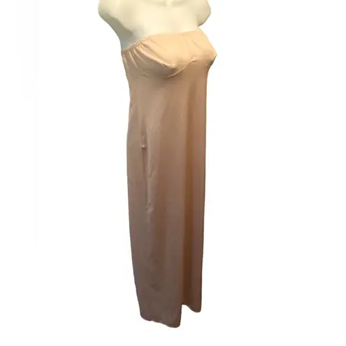 VTG Montgomery Ward Silky Long Strapless Intimate Slip Nylon Natural Beige 12/34 Size undefined