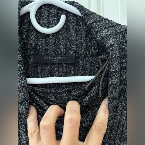 ALLSAINTS NWOT Sweater Dress Size Large Black/Silver Juliette Ribbed Turtleneck