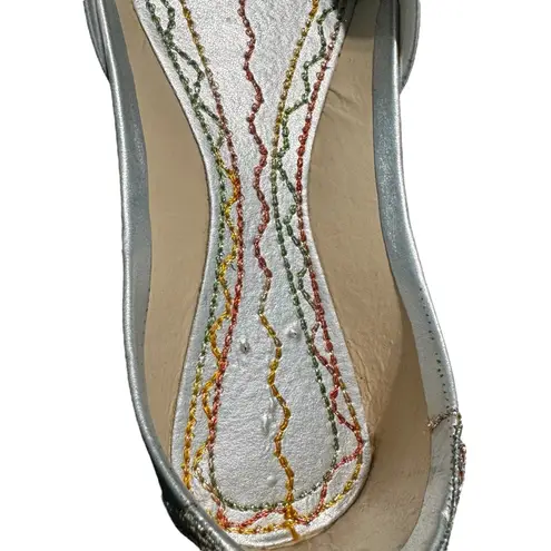 Women's Silver Wedding Bridal Khussa Indian Wedding Jutti Punjabi Flats Size 5