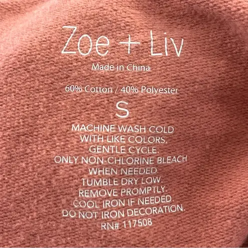 Zoe & Liv Graphic Hoodie Floral Butterfly Print “Never Not Grateful” Salmon S