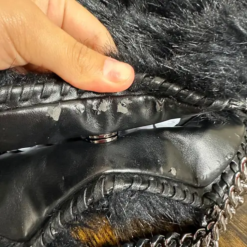 Stella McCartney Fur Free Fur Black Quilted Chain Shoulder Bag