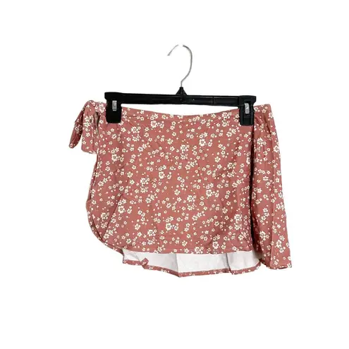 ANDIE  Swim Sarong Bottom Side Tie Skirt Coverup Ditsy Floral Rose Pink Medium