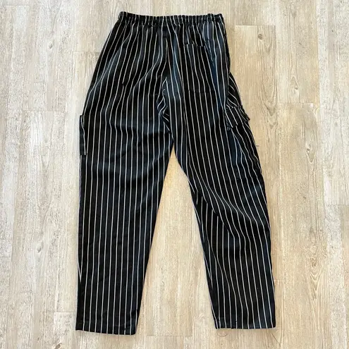 Unisex KNG Black and White Stripe Chef Kitchen Pants