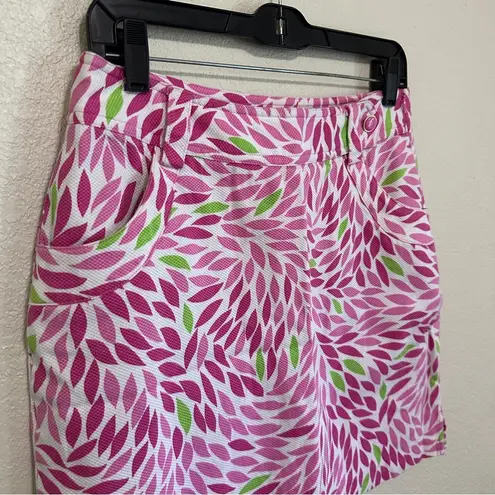 ep pro Vinatge  Golf Skort Skirt Pink and Green Leaf Pattern Size 6