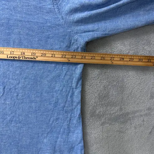 Orvis Classic Collection Womens XL Blue Linen Rayon Button Down Roll-Tab Shirt - Image 8