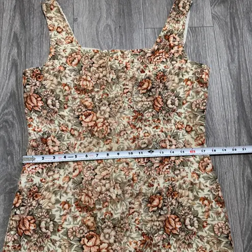 Vintage 90s RESCALA Linen Floral Square Neck Sleeveless Mini Dress Size 12 White