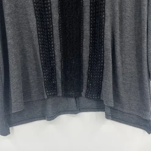 Y2K Casting Cowl Neck Tunic Womenst Top Sz M Boho Crochet Lace Knit US Cozy Fall Gray Size M