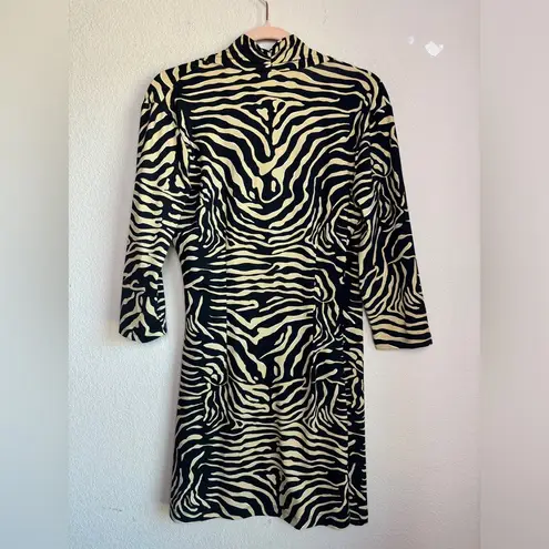 J. McLaughlin Zebra Animal Print Catalina Cloth Stretch Faux Wrap Dress M