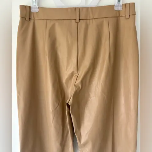 Kittenish  Tan Brown Faux Leather Pants Straight Leg Cut Hem NWT Size Large