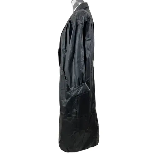 Jacqueline Ferrar Vintage 90s Black Leather Trench Coat - Size M