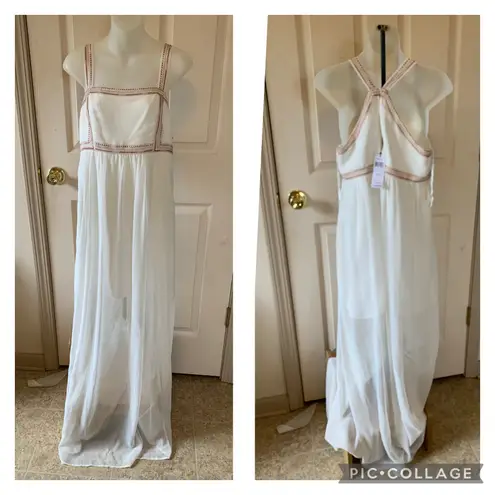 BCBGeneration NWT  Sleeveless Off White/copper Maxi Dress