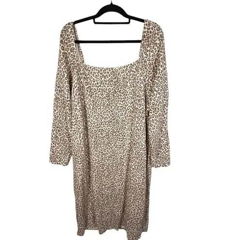 ASOS Curve Animal Print Long Dress Long Sleeves Women’s Plus Size 24 Brown
