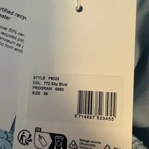 Ganni Pattern Beaded Jacquard Floral Top Sky Blue Sz 38/6 NWT Style F8022