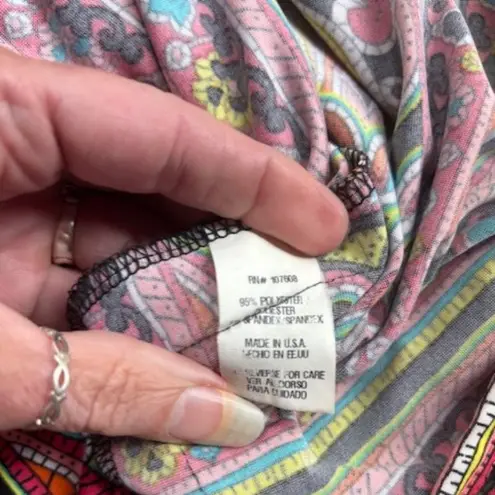 Karin Stevens Womens Size Medium Pink Paisley Cap Sleeve Stretch Shift Dress