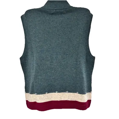 Woolrich Sweater Vest Womens L Blue Lambswool Full Zip Grazing Sheep Cottagecore