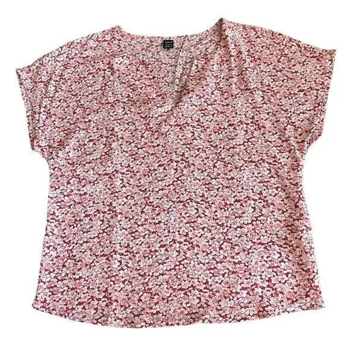 SheIn  Top Womens Small Floral Short Sleeve Red Pink