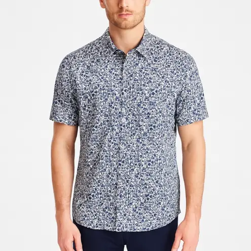 Good Man Brand Blue Floral Cotton Button Down Shirt Size Large