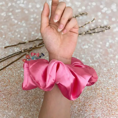 Jumbo Magenta Pink Satin Scrunchie Oversized Scrunchie Xxl Scrunchie