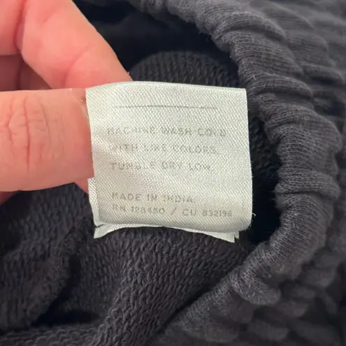 Pact Black Wide Leg Crop Sweatpants Lounge Pants Drawstring Elastic Waist L