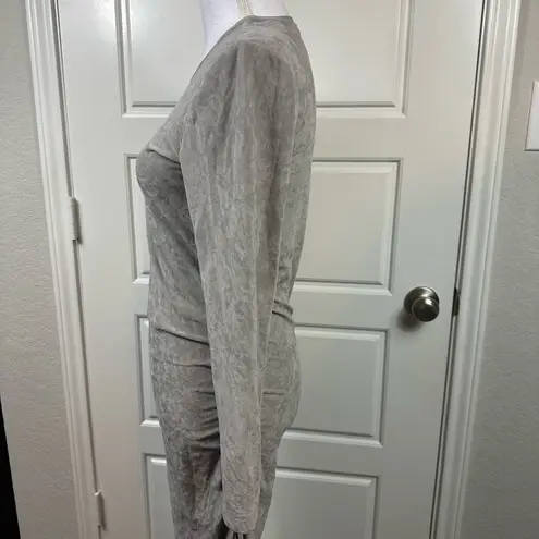 James Perse Los Angeles Classic Gray Stretch Velvet Ruched Midi Dress Size 3