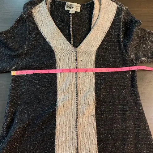 Habitat Clothes to Live In Women Knit V Neck Tunic Sweater Small Artsy Lagenlook Black