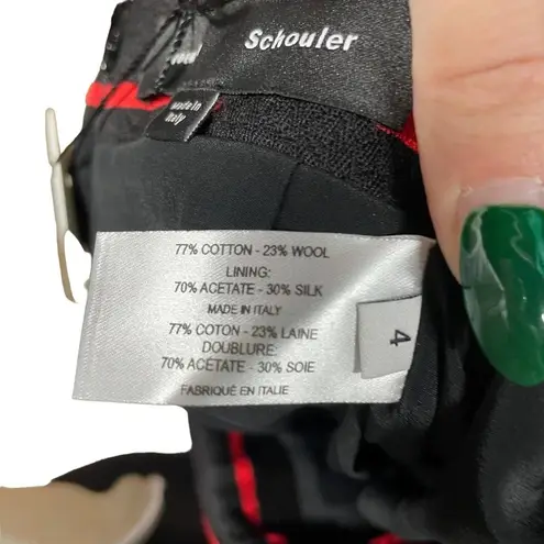 Proenza Schouler Striped Jacquard Suiting Wrap Skirt Black Red Size 4