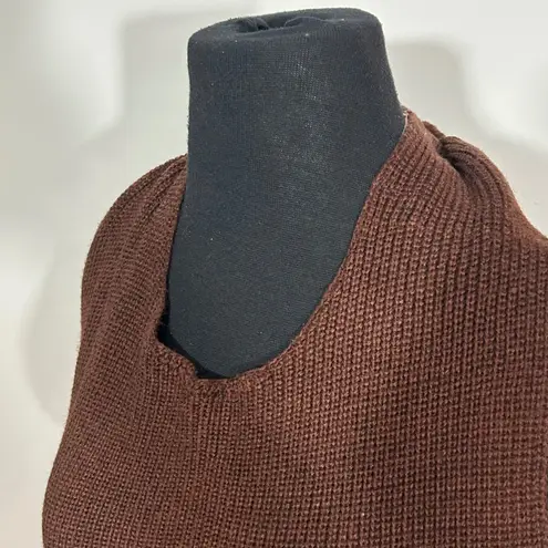 EUC Free People FP Beach Knit Halter Crop Top Sleeveless Wrap Tie Brown Small