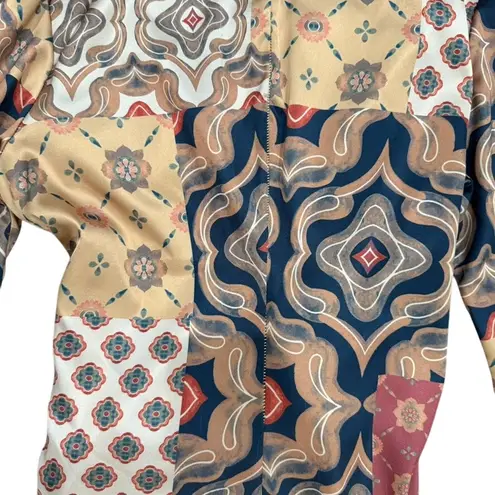 Misa Los Angeles Eliza Patchwork Wrap Dress in Multi Brown, Size M