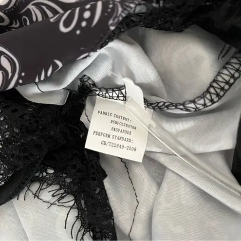 None SKULLS Lingerie Nighty Black White Purple Blue High Side Opening Lace Size XL