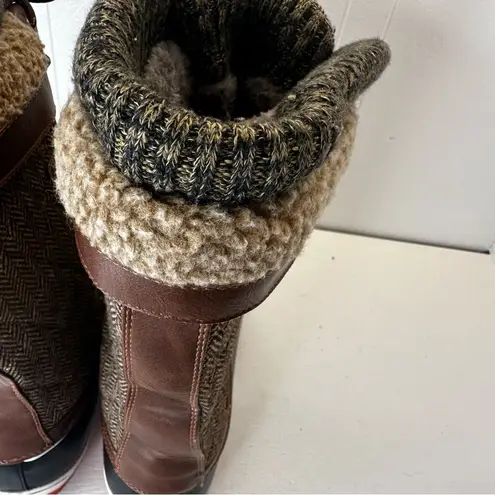 Dream Paris Dream Pairs Women's 10 Winter Snow Duck Boots Brown Herringbone Knit Cuff