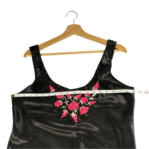 Y2K Bali Studio Slip Dress & Robe Womens Large Black Rose Embroidered Whimsigoth