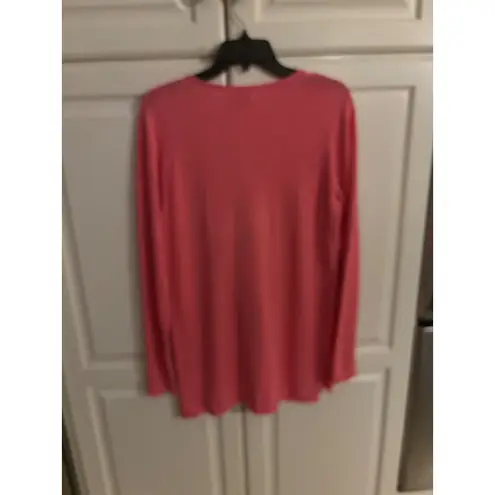 J.Crew Womens Medium Linen Blend Long Sleeve V Neck Top Coral Pink Casual