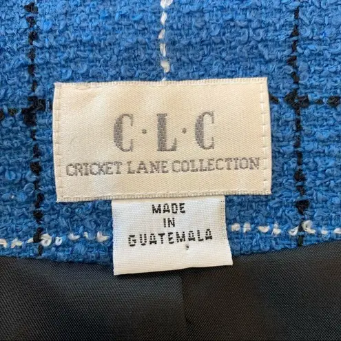 Cricket Lane Collection Wool Blend Size 12 Textured Blue Plaid Blazer Ja… Blue