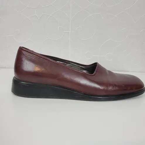 Enzo Angiolini Womens Shoes Size 7 Burgandy Leather Slip On Flat Loafers
