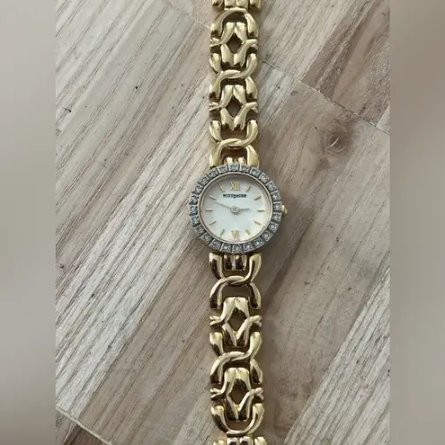 Wittnauer Longines Ladies Watch Rare Crystal Embellishments Gold Weave Bracelet
